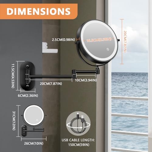 miroir grossissant lumineux Auxmir double face (1×/20×)