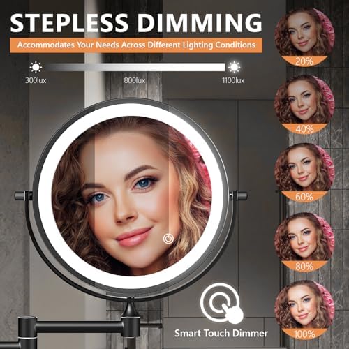 miroir grossissant lumineux Auxmir double face (1×/20×)