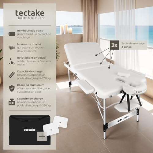 TecTake® Table de Massage Pliante Professionnelle 3 Zones